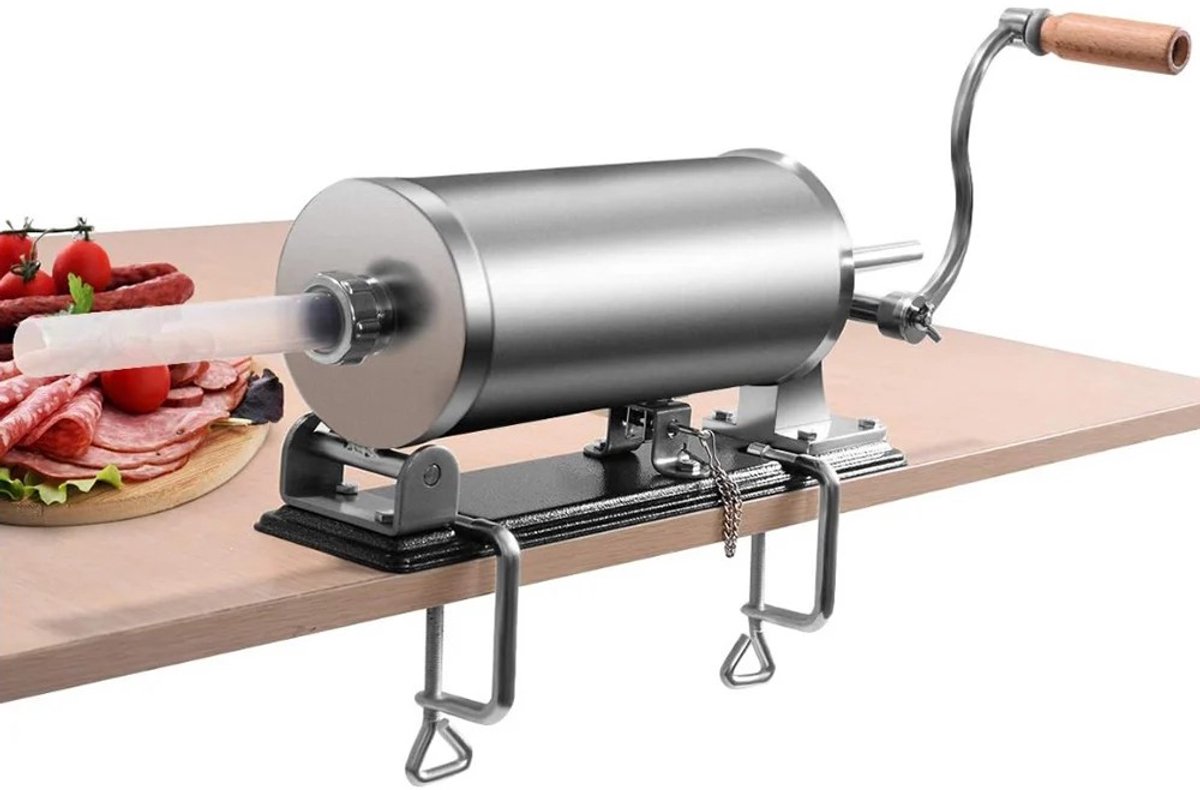 Dailygoods Worstvuller Worstvulmachine, Horizontale Keuken RVS Worstvuller, Zelfgemaakte Worstvulbuis 3,6 L