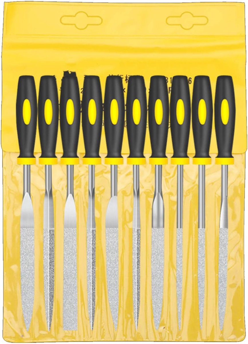 Metaalvijlenset - Precisie vijlen - Materiaal bewerken - Rubberen handgrepen - 10 stuks - Multicolor