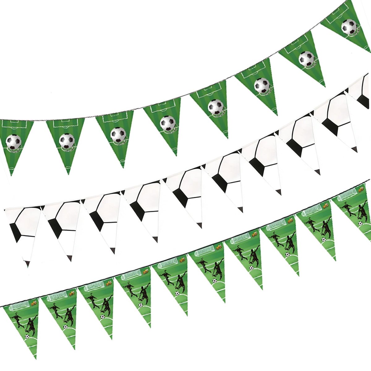 Dailygoods - Voetbal Bunting Banner Set - 3 Driehoek Vlaggen voor Feesten