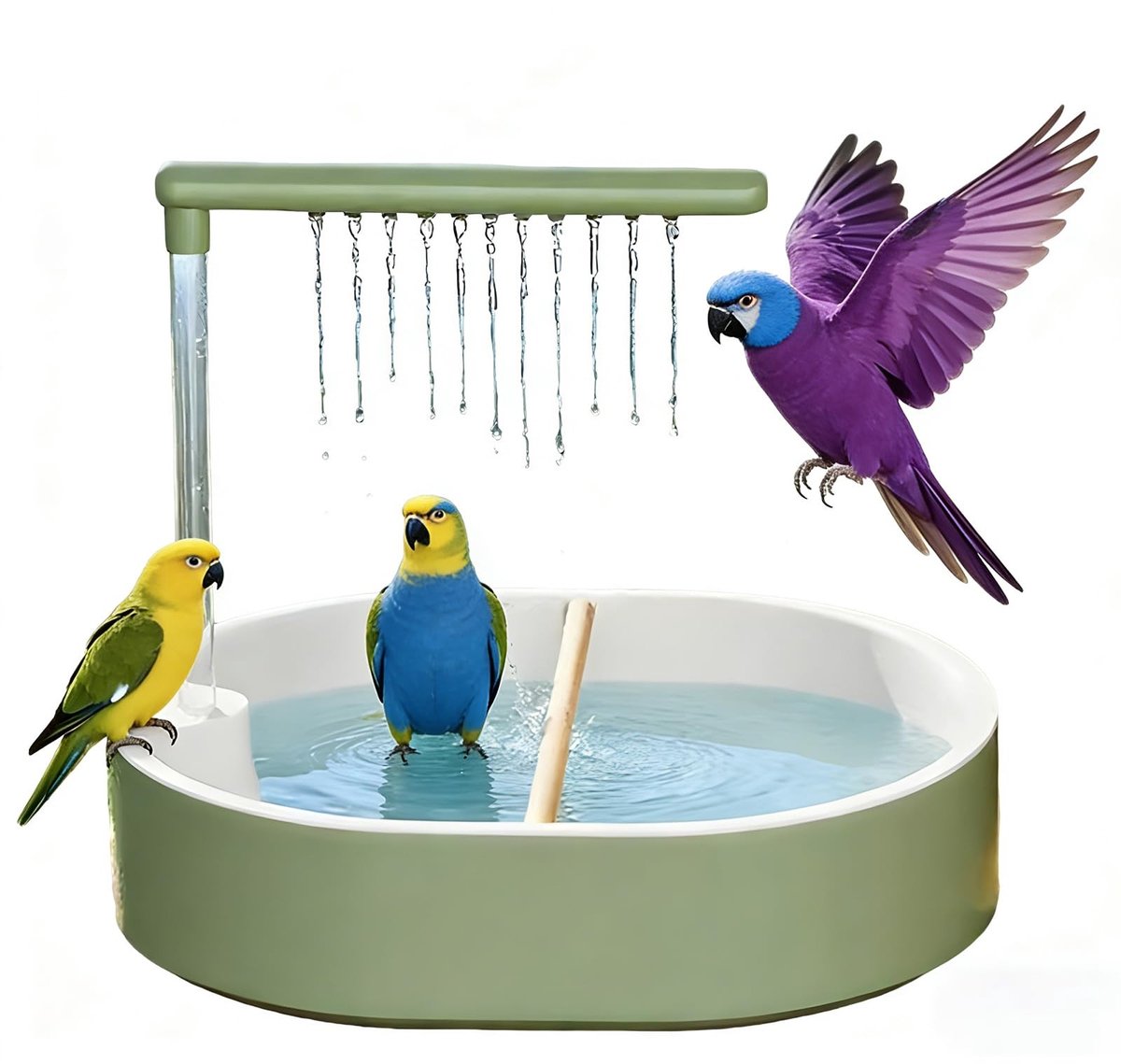 Dailygoods- Vogelbad met Waterval - Vogeldrinkschaal - Antislip Ontwerp - Robuuste Materialen - Instelbare Waterstroom - Hygiënisch Badwater - Vogeldouche