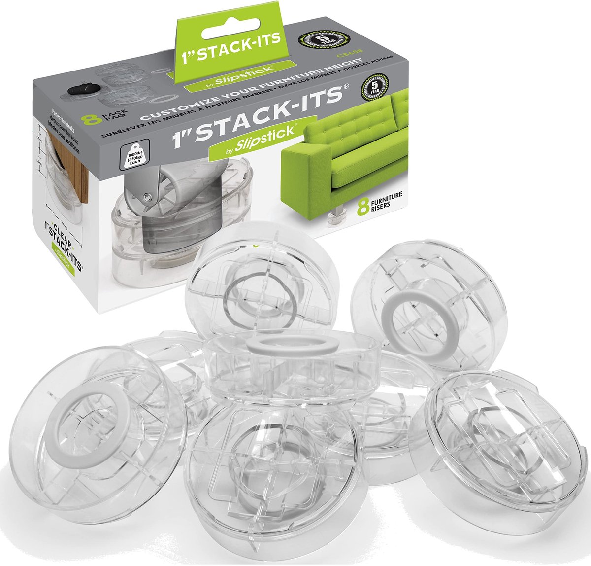 Dailygoods - CB658 Stack-Its 1 Inch Verstelbare Meubelverhogers - Set van 8