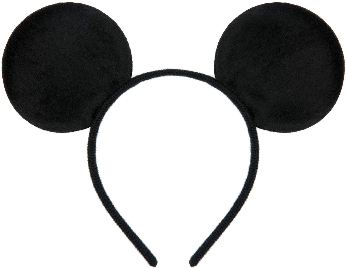 Dailygoods - Haarband met Mickey Mouse Oren, Zwart voor Verkleedkleding