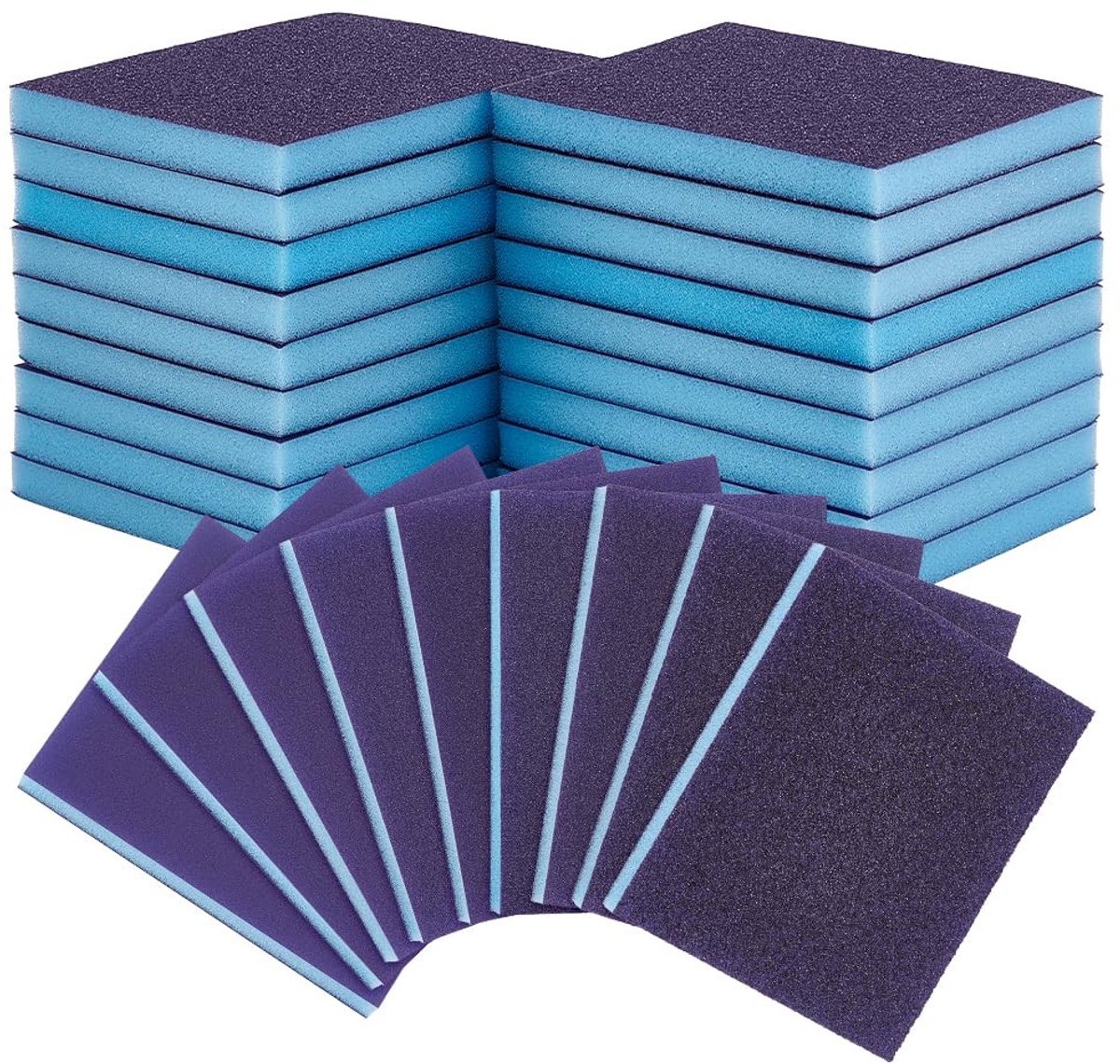 Dailygoods- Schuursponsjes 18 Stuks - Professioneel Donkerblauw - Flexibel Zelfreinigend - Geschikt voor Hout/Metaal/Gipsplaat - Hoogwaardige Materialen - Afmetingen 12 x 9,8 x 1,2 cm - Schuurblokken