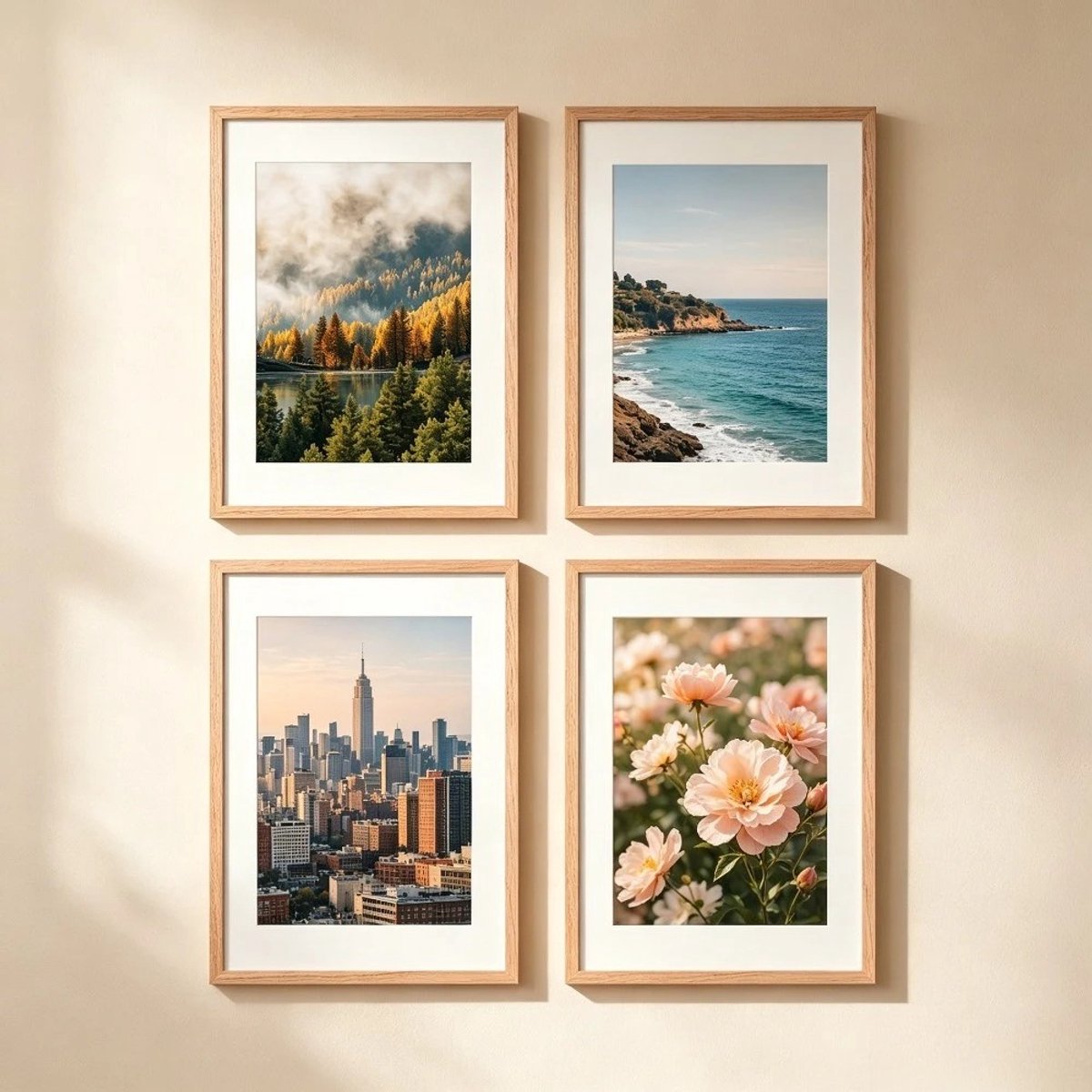 Dailygoods 4/6/7 stuks hoogwaardige eiken fotolijsten, wanddecoratie voor posters, canvas & kunstwerken, klassieke stijl