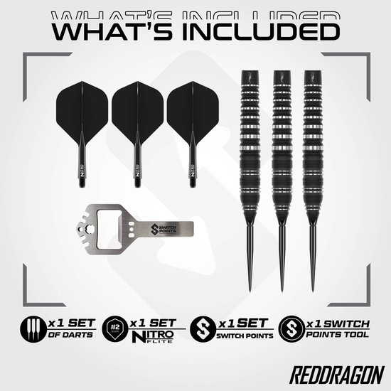 Red Dragon Sable Black Torpedo Switch Point 90% - Dartpijlen — afbeelding 5