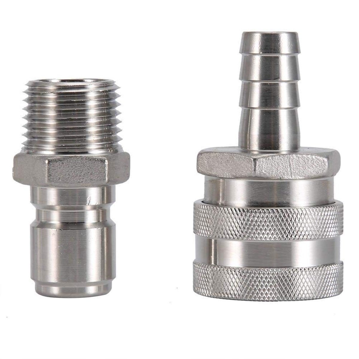 Dailygoods- Bier Fitting Duurzaam - Snelkoppeling - RVS - 1/2" BSP - 60 psi - Eenvoudig loskoppelen met druk op hendel