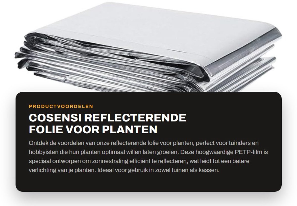 Dailygoods- Reflecterende Folie - 210 x 120 cm - Herbruikbare Afdekking - PETP-Film - Verbeterde Plantengroei - Veilig en Gezond Materiaal - Kweekfolie