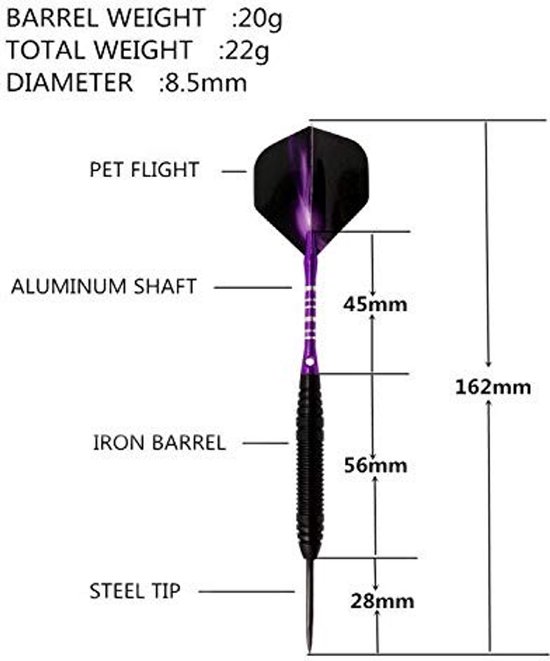 Dailygoods- Darts Professioneel 22 Gram - IJzervat - Aluminium Schachten - Stalen Tip - Antislip Handgrepen - Inclusief 3 Flights en Case - Dartpijlen van Dailygoods — afbeelding 5
