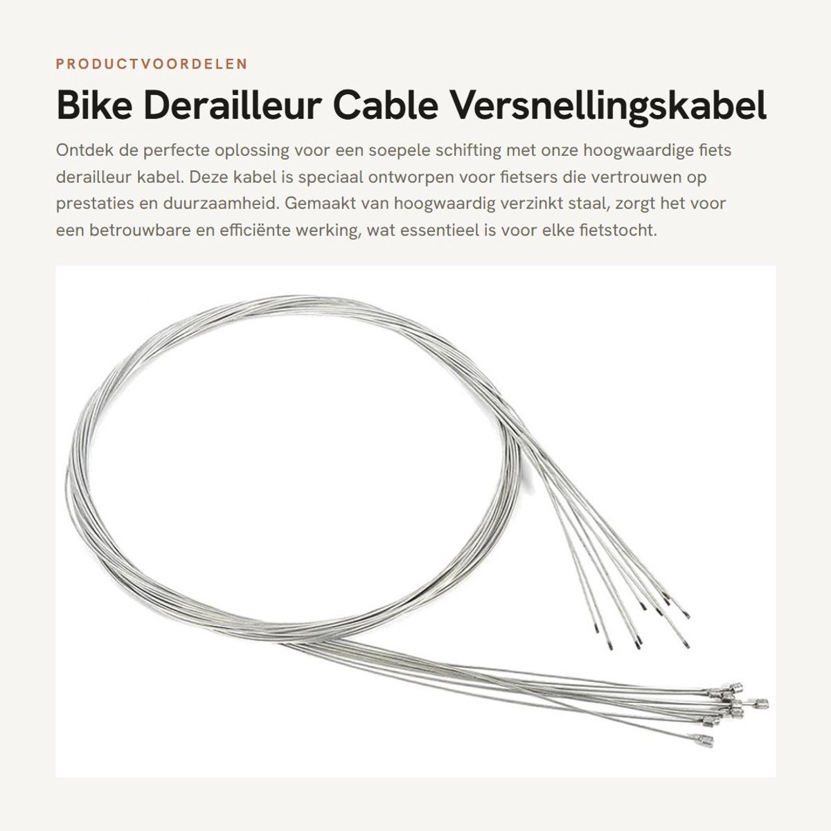 Dailygoods- Shift-kabel 10st - Versnellingskabel Fiets - Hoogwaardig Gegalvaniseerd Staal - Sterke Slick Kabel - Compatibel met Meeste Fietsen - Aanpasbare Lengte