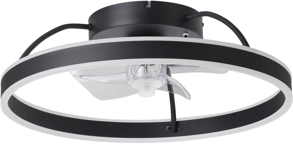 Plafondventilator | 50 cm | plafond ventilatoren | 2 lichts | LED | transparant zwart | kunststof metaal | design functionele moderne verlichting – foto 5