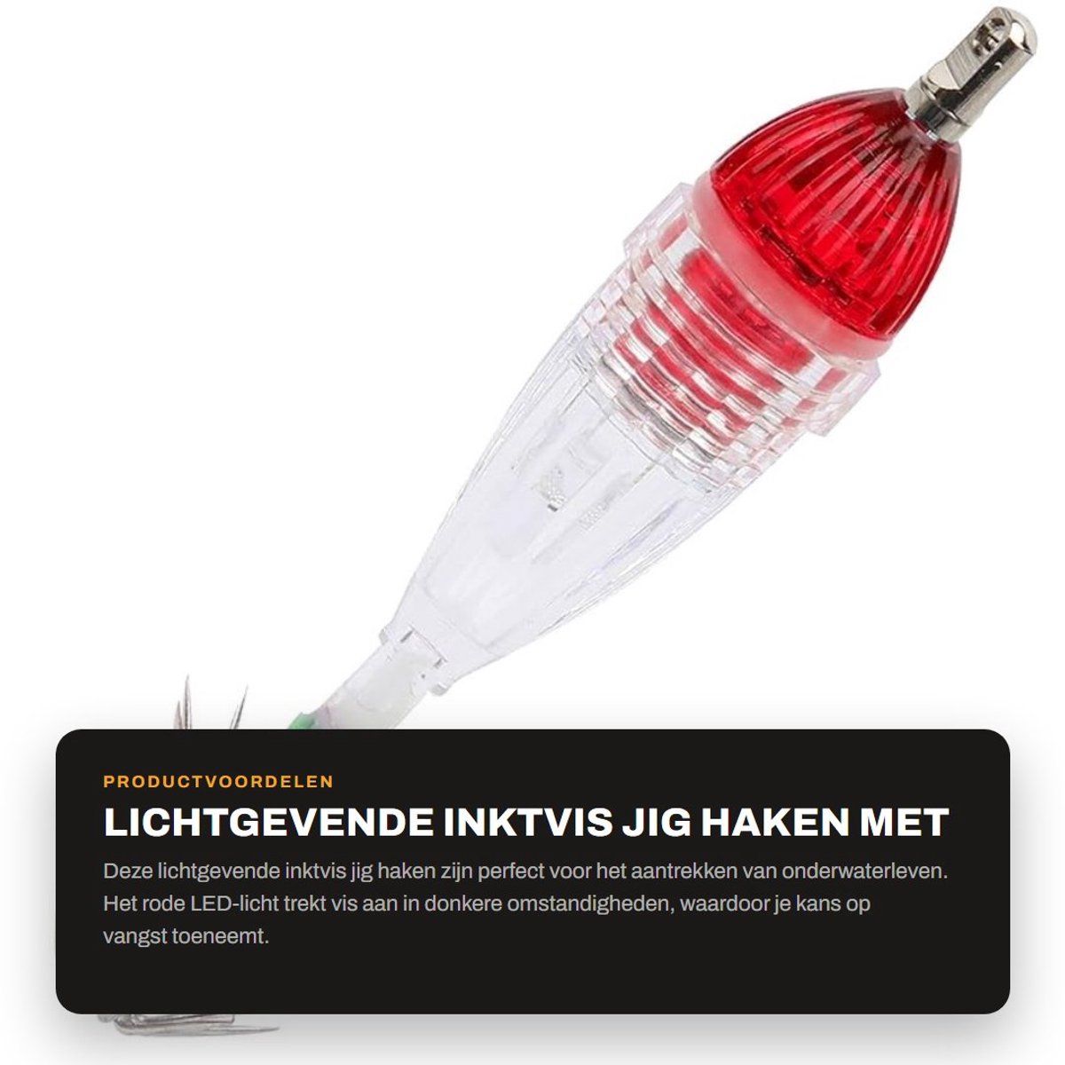Dailygoods- Inktvis Jig Lichtgevend - LED Haken - Onderwater Lokt Aas - Rood Licht - Vissen - Octopus Lokt - Vissersaas
