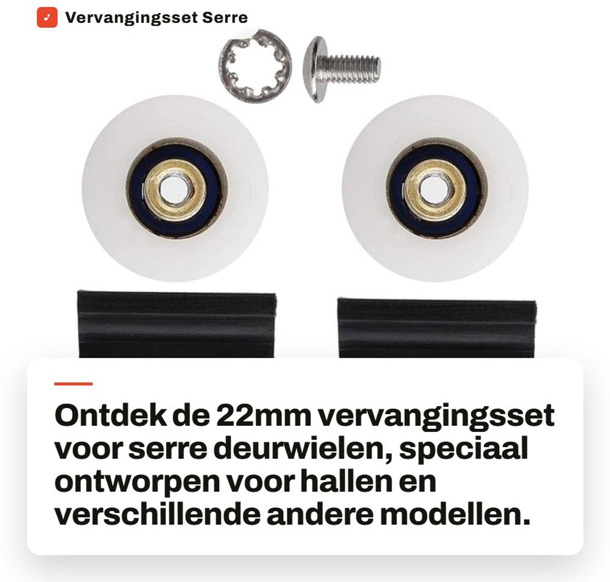 Dailygoods- Deurrad 22mm - Vervangingsset - Antiveroudering - Lichtgewicht - Schuifdeur - Eenvoudige installatie - Lange levensduur - Deurradset