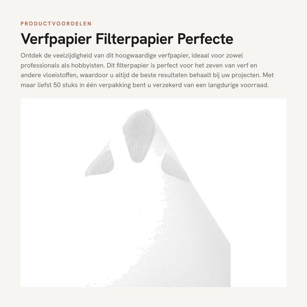 Dailygoods- Verfpapier 50 Stuks - Filterpapier - Kegelzeef - Fijne Zeef - Nylon Zeef - Meubelmachines