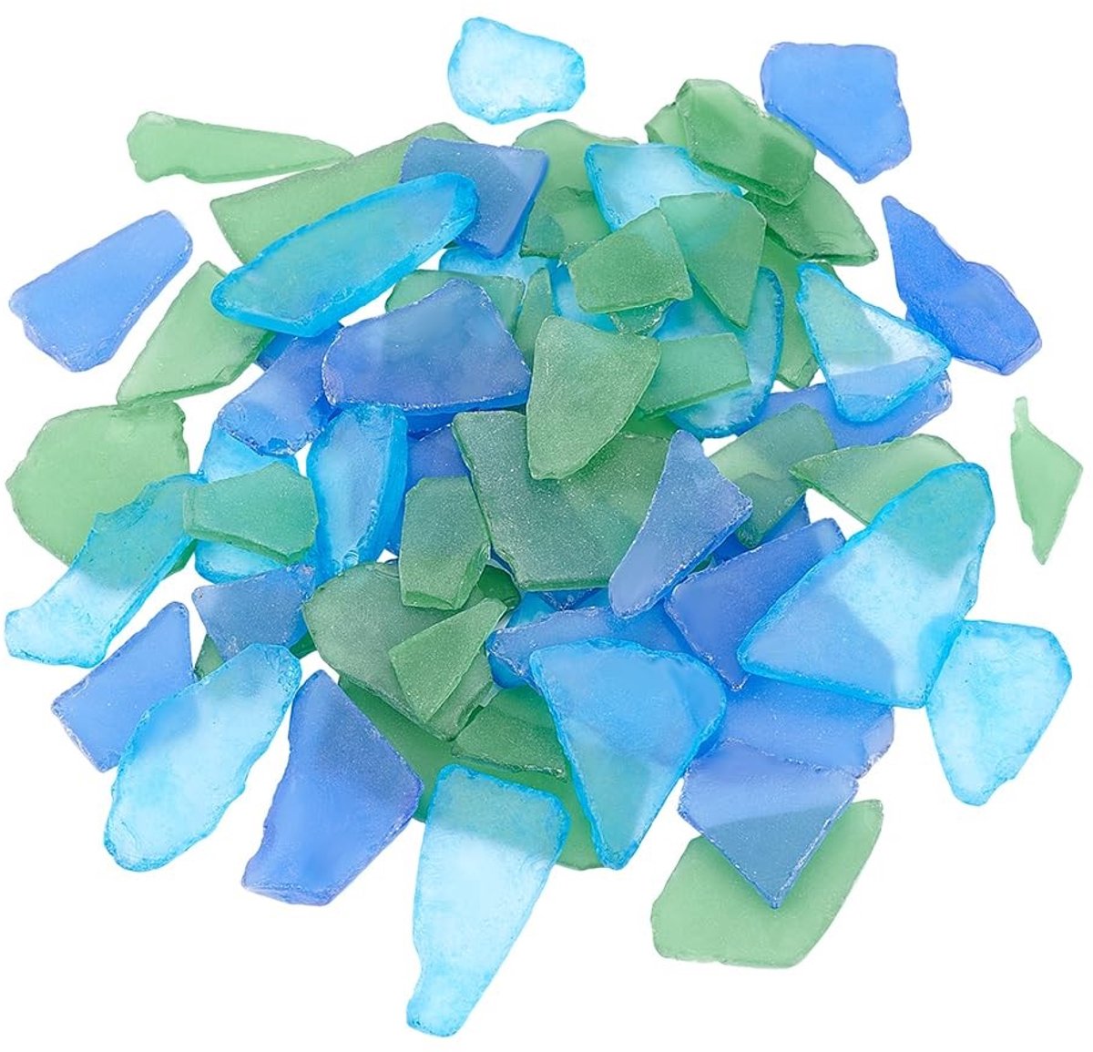 Dailygoods - Zeeglas Stukken - Nautisch Decoratie - Gepolijst Glas - Kobalt Blauw Aqua en IJzig Groen - Vaas Vulling - Geschikt voor DIY en Feestdecor...