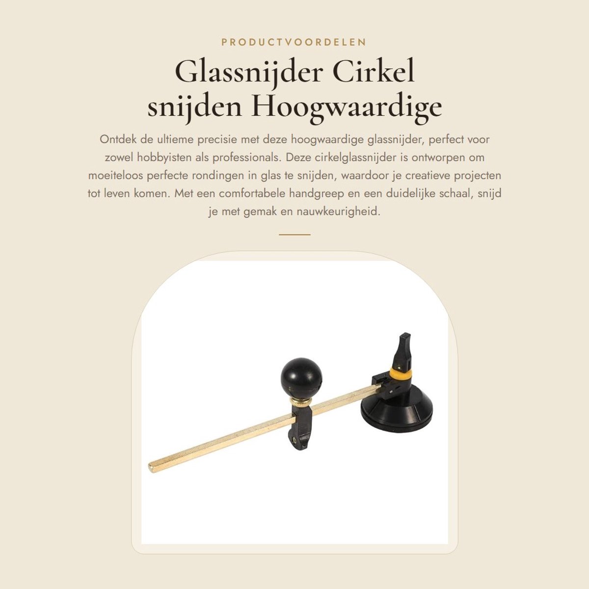 Dailygoods- Glassnijder Professioneel - Verstelbare Cirkelglassnijder - Hoogwaardig Rubber/Aluminium - Ronde Knophandgreep - Duidelijke Schaalverdeling - Antislip Zuignap - Cirkelsnijder