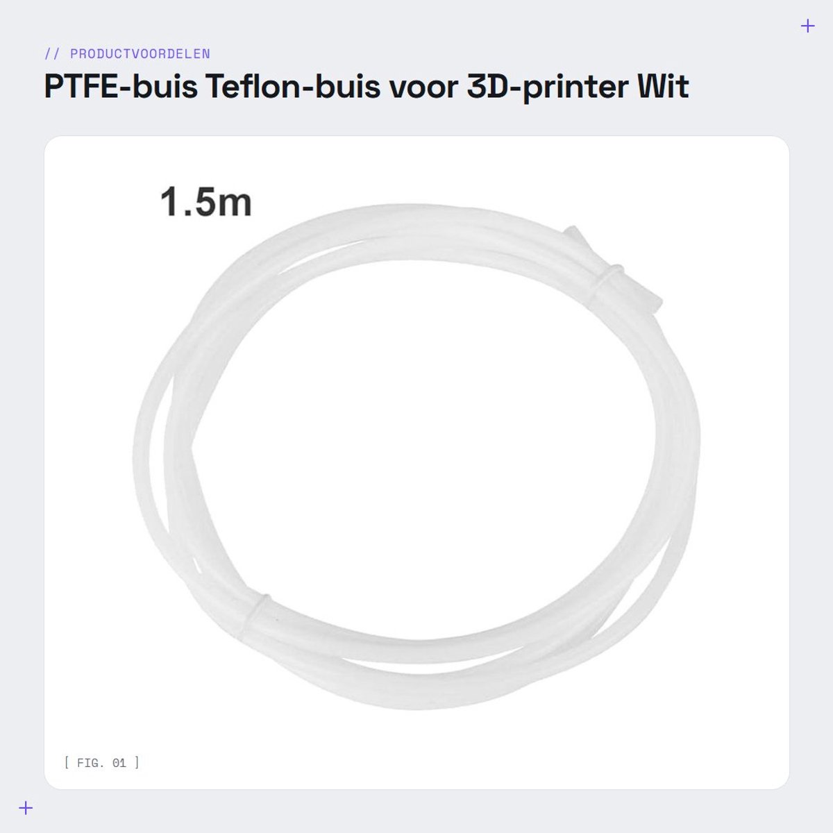 Dailygoods- PTFE-buis 1,5/2,0 m - Teflon-buis - 3D-printer - 2 mm ID / 4 mm OD - Bestand tegen 260 graden Celsius - Wit materiaal - 3D-printerbuis