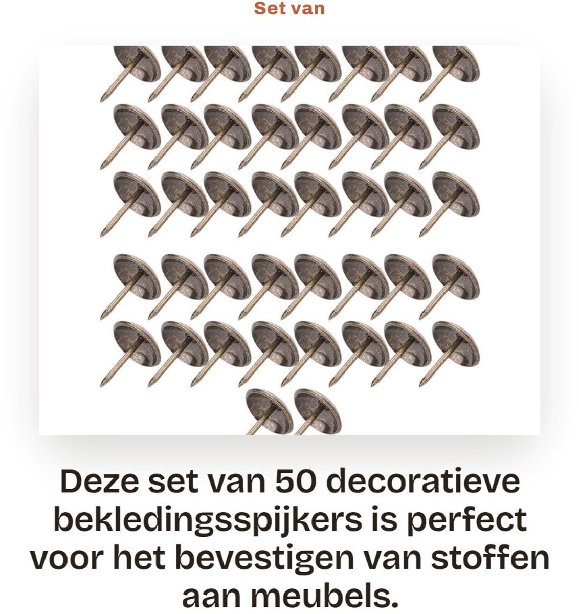 Dailygoods- Bekleding Spijkers 50 Stuks - Verdikte Decoratieve Spijkers - Vintage Stijl - Meubelspijkers - IJzeren Pinnen - 16x20mm / 18x23mm / 19x20mm / 21x25mm / 23x23mm - Meubelnagels