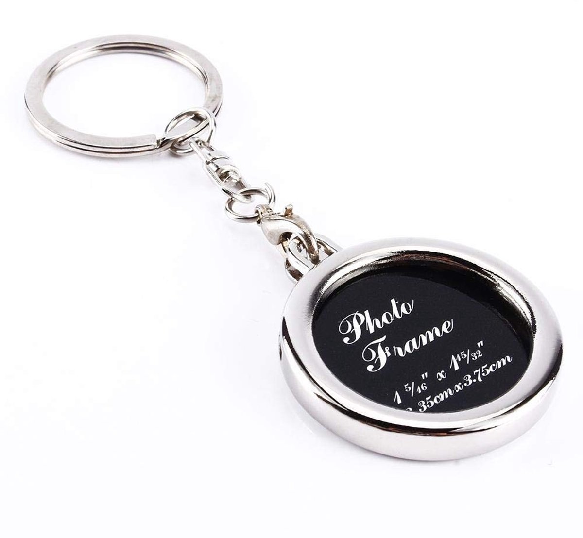 Dailygoods- Foto Sleutelhanger Zinklegering - Metalen Sleutelring - Foto Houder - Transparante Hoes - Gepersonaliseerd Cadeau - Sterke Bevestigingskracht - Fotolijstje