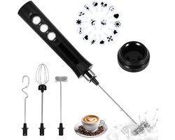 Elektrische Melkopschuimer - Handmixer Garde - Koffie Maken - 3 Snelheden USB - 1200 mAh - Zwart