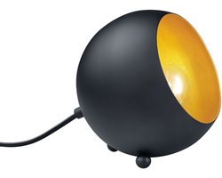 REALITY BILLY - Tafellamp - Zwart mat - Goudkleur - excl. 1x E14 max 28W - Snoerschakelaar