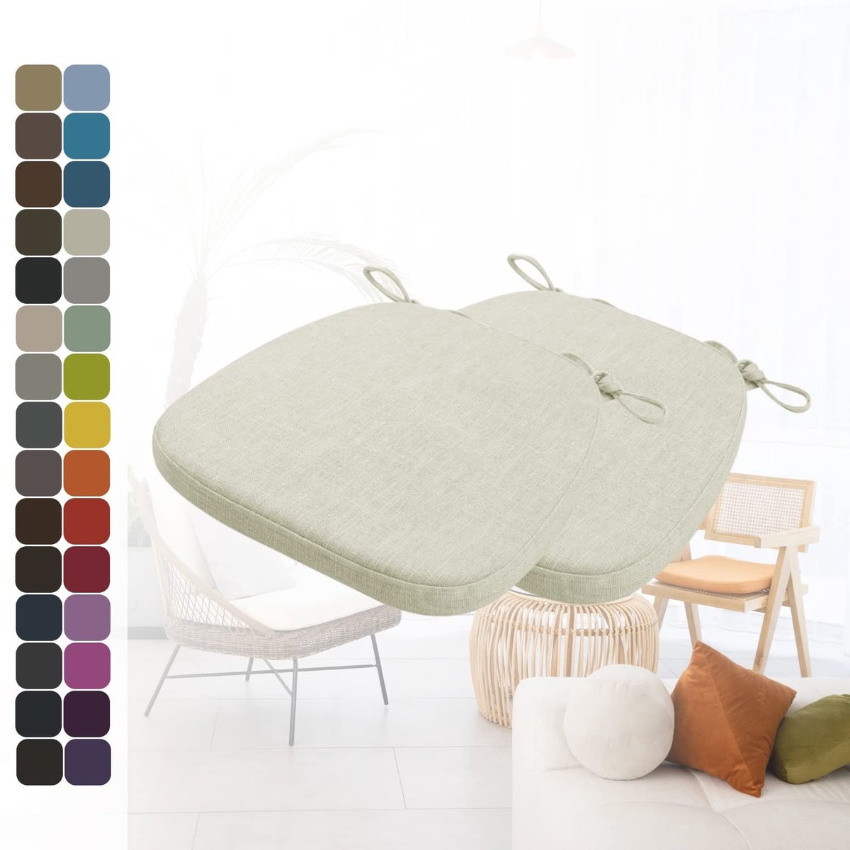 Dailygoods- Stoelkussen Comfortabel - Wasbaar - Antislip - 40x38x3 cm - Set van 2 - Ondersteuning voor Lichaamsdruk - Zitkussen