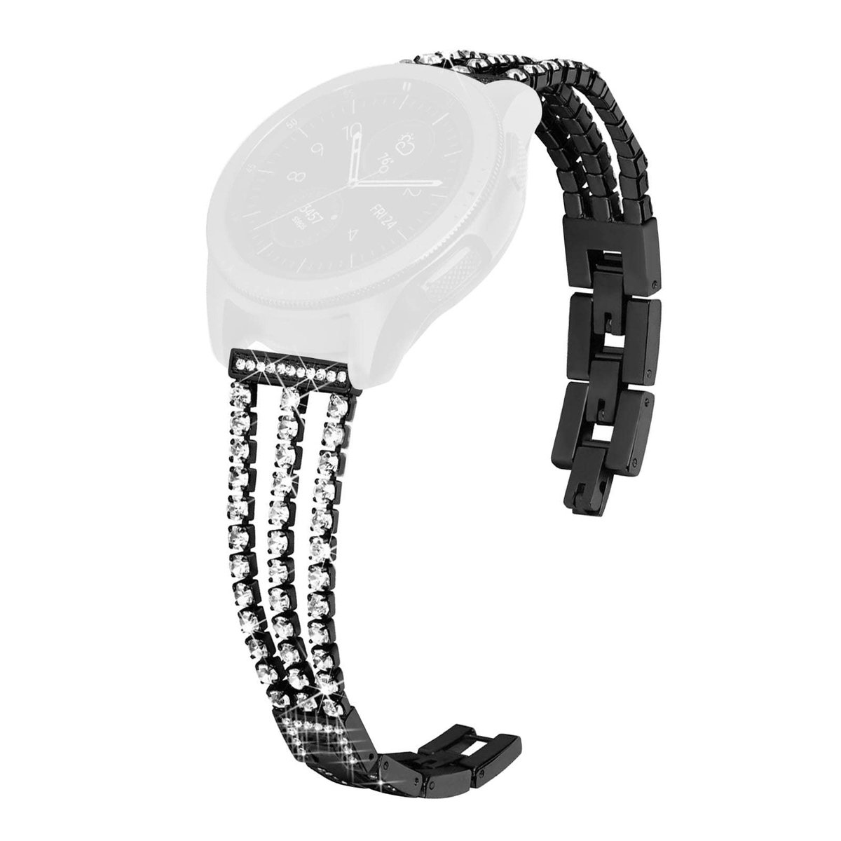 Dailygoods - Vervanging horlogeband - Roestvrij staal - Zwart - Quick release - Compatibel met Galaxy Watch 4 - Geschikt voor 155-195 mm polsomtrek