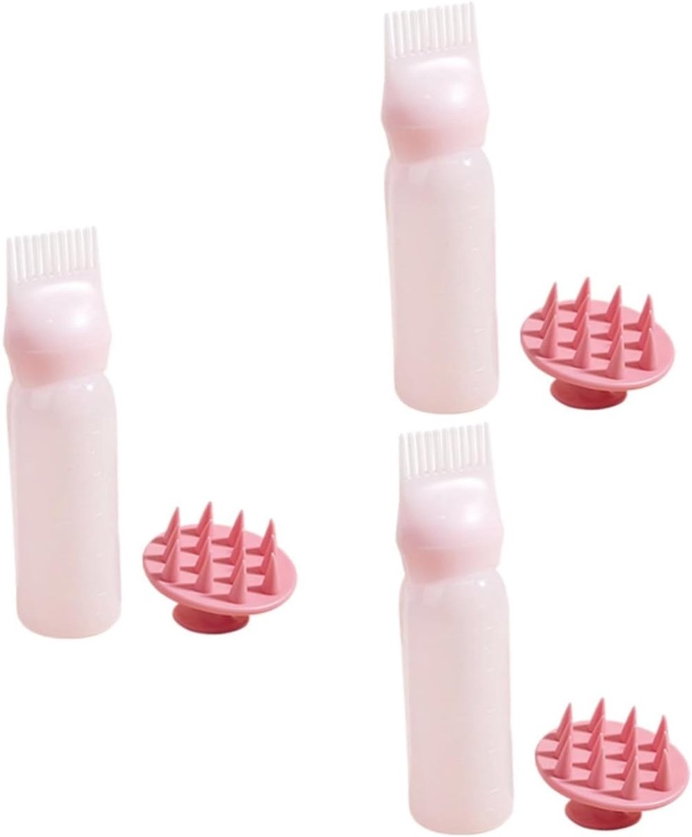 Haarkleur Applicator Flesjes - Verf Flesjes - Haar Verven - Met Kam - 6 Stuks - Roze