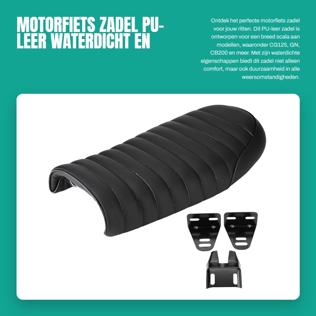 Dailygoods- Motorfiets Zadel Waterdicht - PU-Leer - Vintage Stijl - Eenvoudig te Reinigen - Geschikt voor Diverse Modellen - Comfortabele Stoel - Motorstoeltje