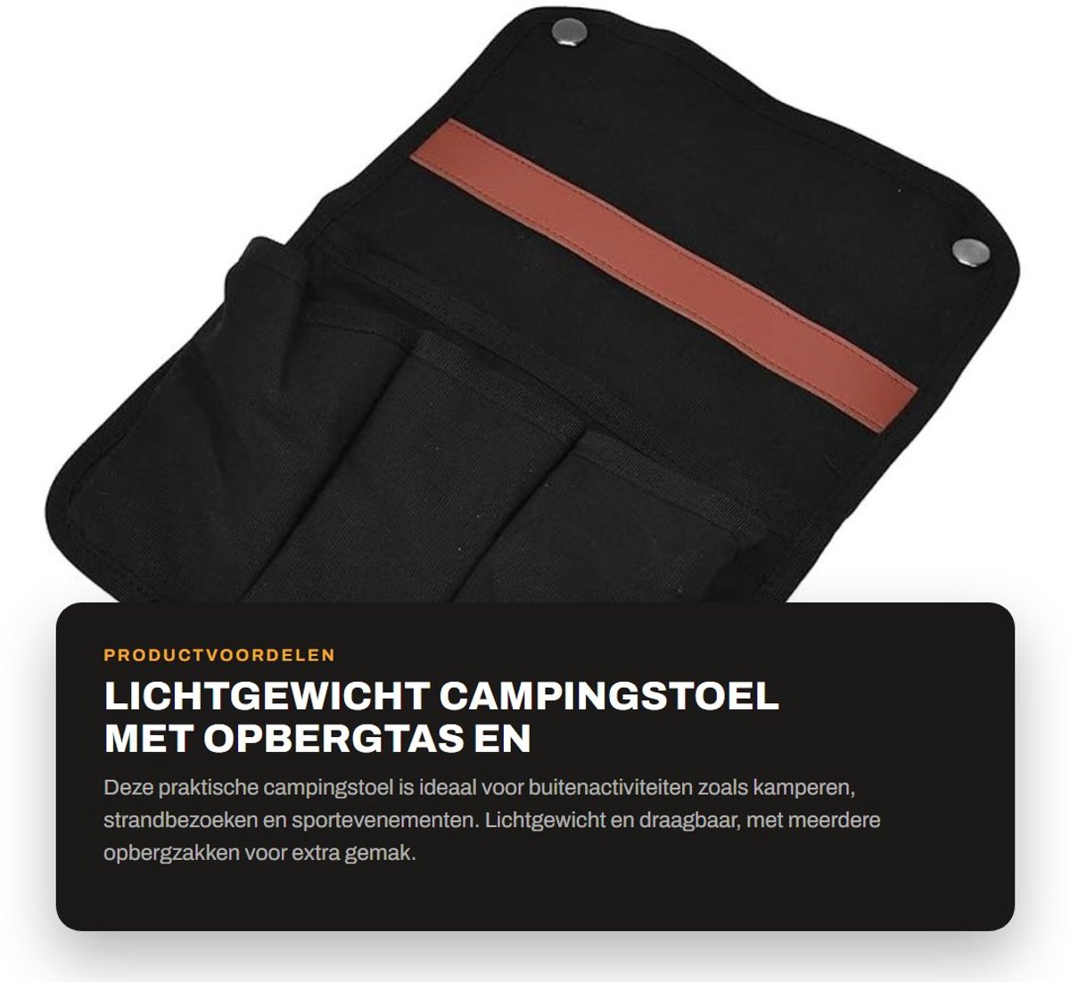 Dailygoods- Campingstoel Lichtgewicht - Campingstoel Draagbaar - Opbergtas - Armsteun - Meerdere Zakken - Canvas Grote Capaciteit - Stoeltje