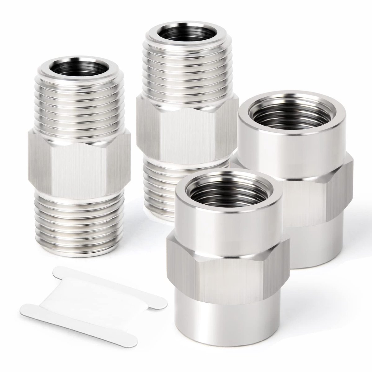 Dailygoods- Slangkoppeling 1/4" BSP - 4 Stuks - Gesmeed Roestvrij Staal - Buitendraad/Binnendraad - Temperatuurbestendig - Eenvoudige Installatie - Buisverbinding