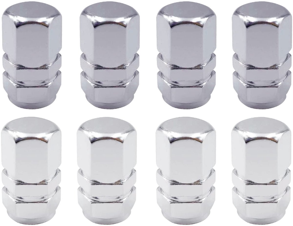 Dailygoods - Aluminium ventieldopjes - Universele ventieldopjes voor auto - Stofdicht en duurzaam - Wit en grijs - Geschikt voor fiets en motor - 8 stuks