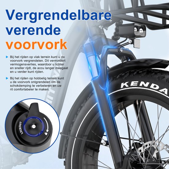 Hitway Elektrische Fiets BK6SL - 20*3.0 Inch Fat Tire City Commuter EBike met Afneembare 36V 13Ah Lithium Batterij - Opvouwbaar Mountain E-Bike met 250W Motor van Hitway — afbeelding 5