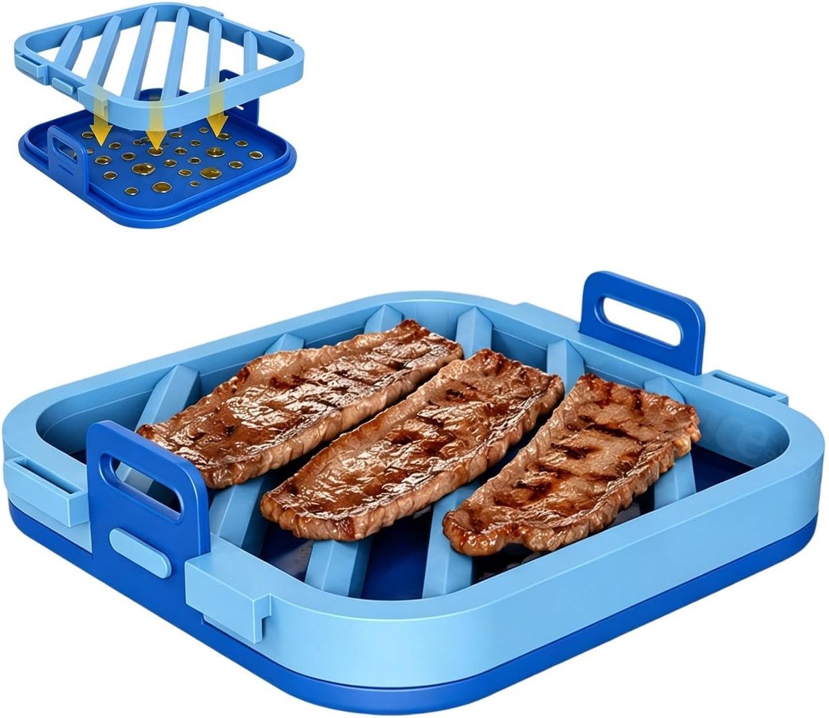Luchtfriteuse Accessoire Bakplaat Oven Gelijkmatig Koken Verstelbare Laag 168 cm Blauw