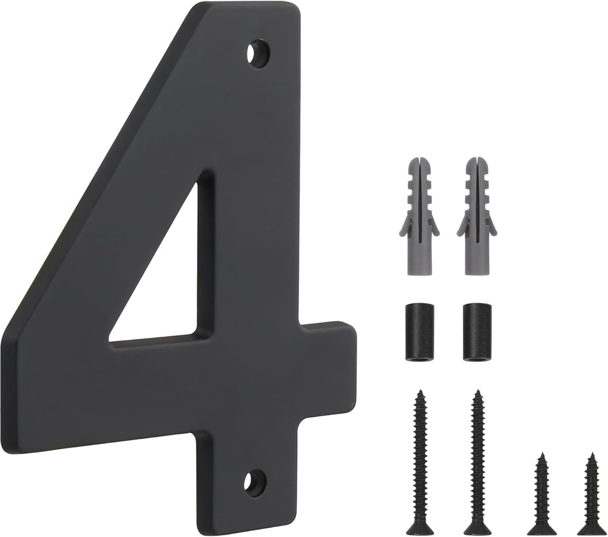 Zwevend Huisnummer - Modern Nummer - Huis Identificatie - Flexibele Montage - 5 Inch - Zwart