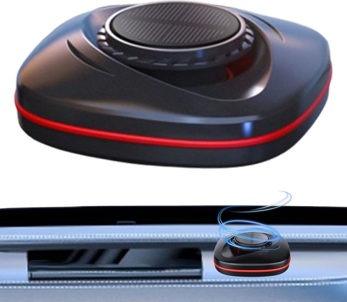 Auto Luchtverfrisser - Voertuig Accessoires - Frisse Auto - Zonne Aangedreven - 8x8x2 cm - Zwart
