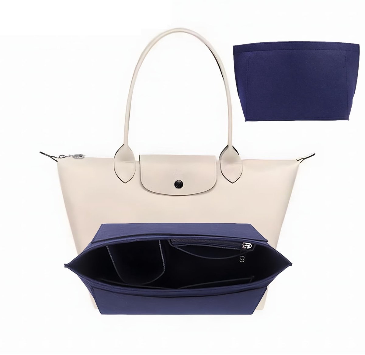 Dailygoods- Tasorganizer Grote Capaciteit - Handtas Organizer - Tas Organizer Bag in Bag - Vilten Organizer - Opvouwbaar - Met Ritssluiting - Handtasorganizer