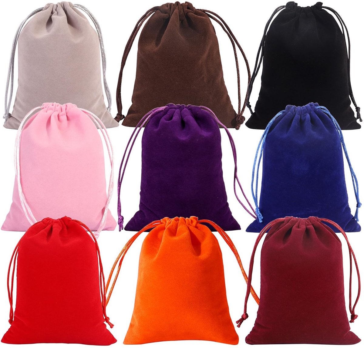 Dailygoods- Sieradenzakje Fluwelen - 9 Stuks - 20 x 25 cm - Geschenkverpakking - Huwelijksgunsten - Feestgunsten - Korte Pluche - Geschenkzakje