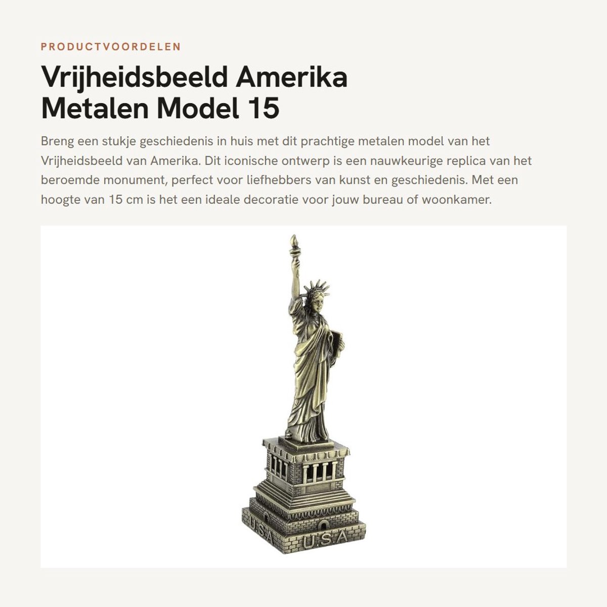 Dailygoods- Vrijheidsbeeld Metalen Model - 15cm/5.9Inches - Iconisch Ontwerp - Decoratie - Slijtvast - Elegante Cadeauartikel - Bouwmodel