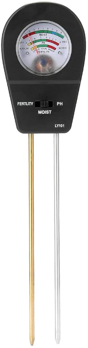 Vochtmeter Bodemtester - pH-meter Tuin - Planten Verzorgen - 3-in-1 Meting - 24 cm - Zwart