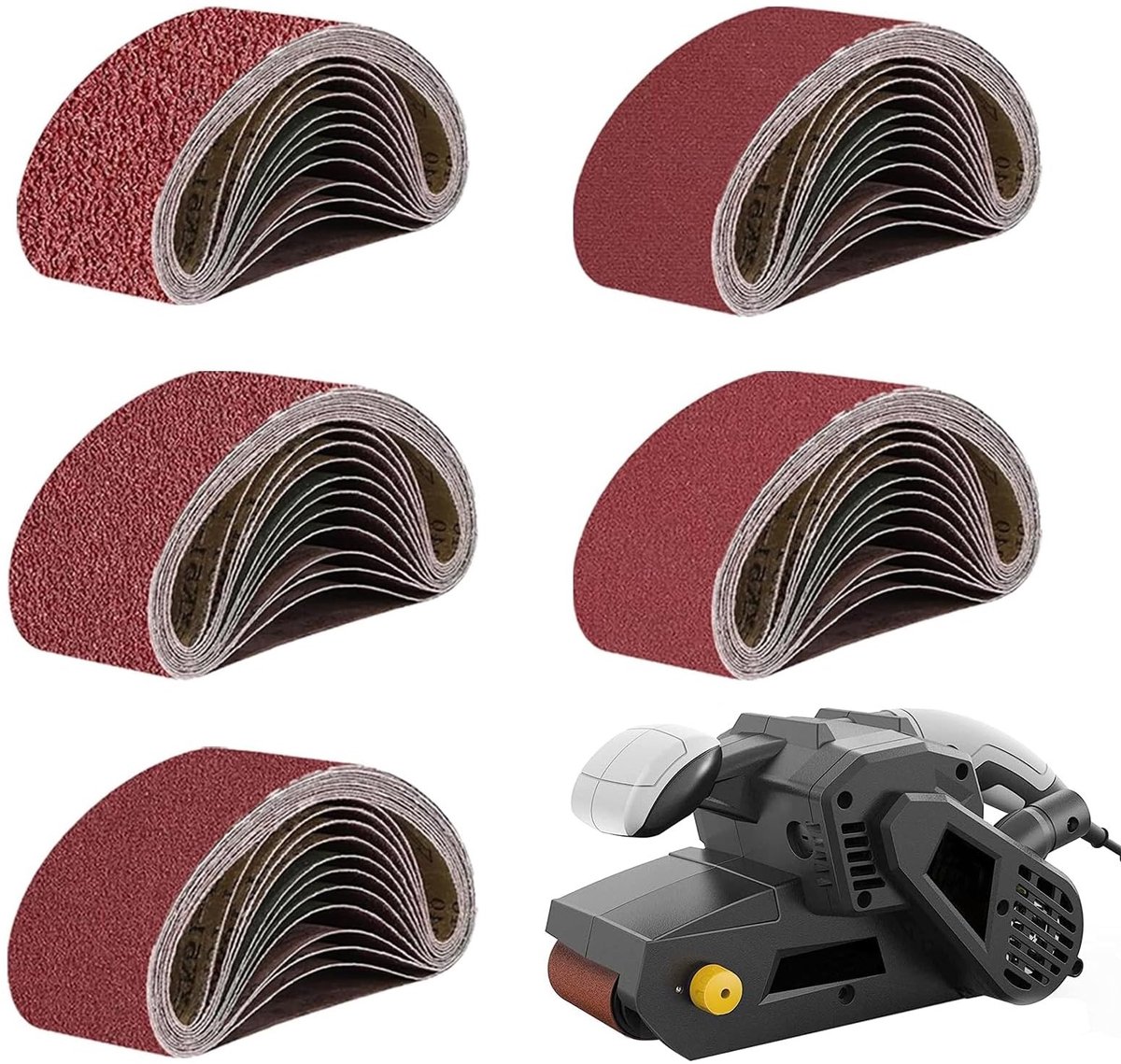 Dailygoods- Schuurbanden 20 Stuks - 75 x 533 mm - Korrels 80/120/150/240/400 - Geschikt voor Bandschuurmachine - Duurzaam - Efficiënt Slijpen - Schuurpapier