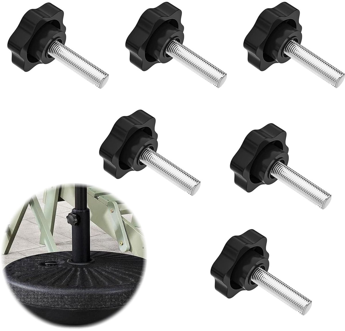 Dailygoods- Sterschroef 6 Stuks - Stergreep - Kunststof - Slagvast - Corrosiebestendig - Voor Meubels en Apparaten - Schroef