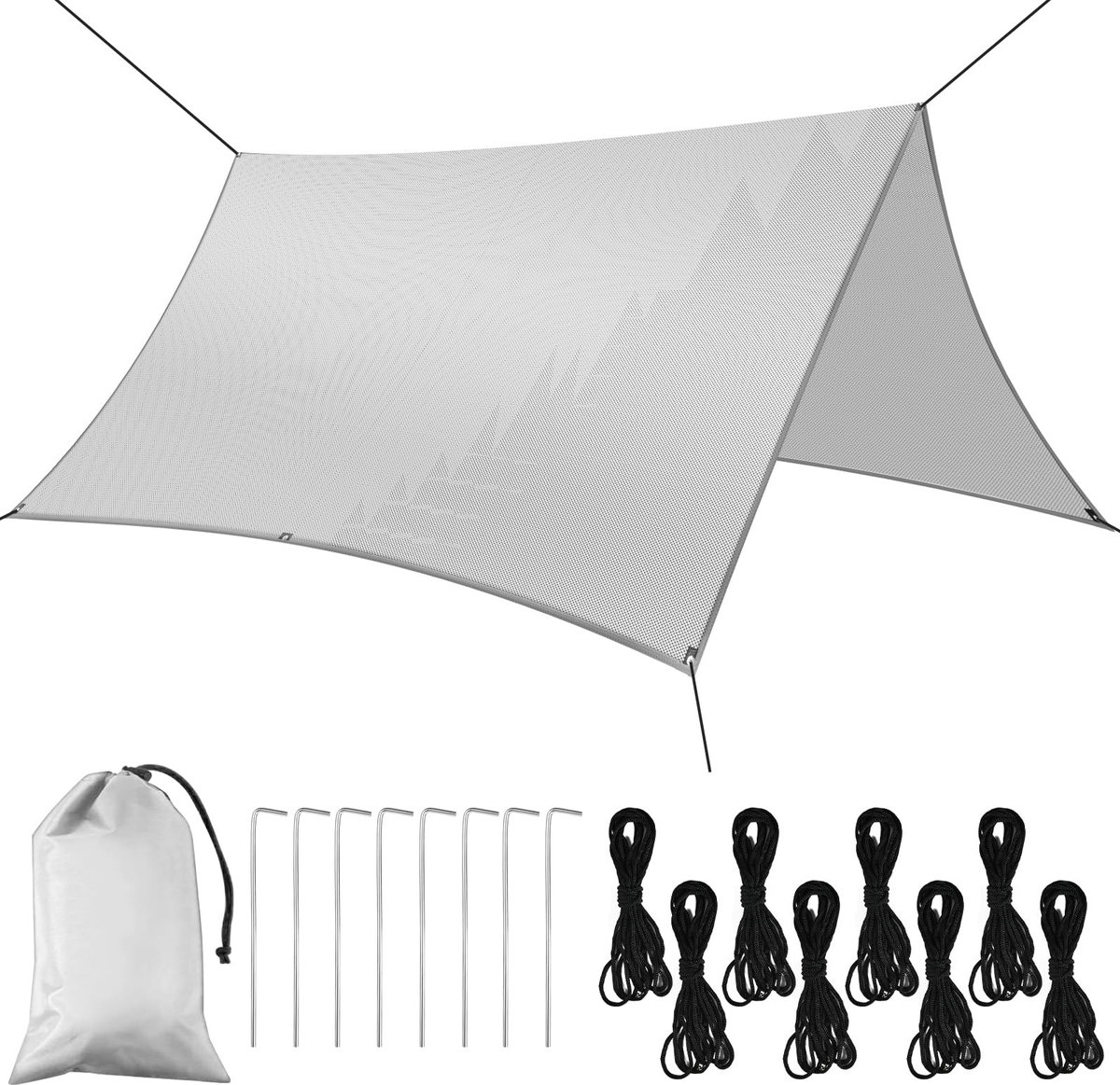 Dailygoods - Flintronic 3 m x 3 m tentzeil, waterdicht x 1, hangmat regenvliegtent, lichtgewicht waterdichte campingschuilplaats, draagbaar winddicht sneeuwdicht zeil, voor zonnescherm camping buiten, ivoorwit