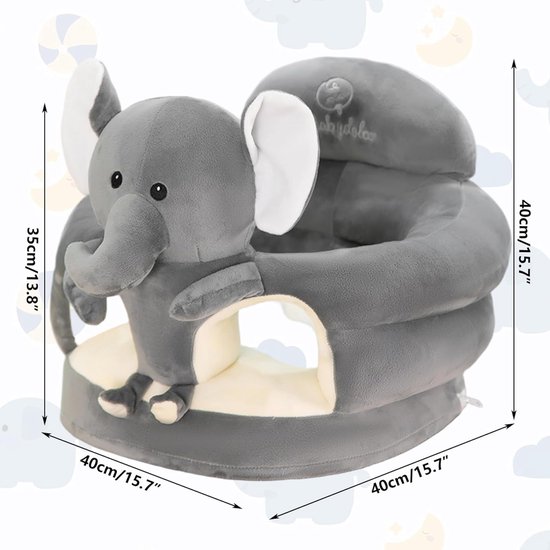 Babystoel Zonder Voetsteun - Kinderzitje Pluche - Ondersteunen Zelfstandig Zitten - Hoge Rugleuning Stabiele Basis — afbeelding 2