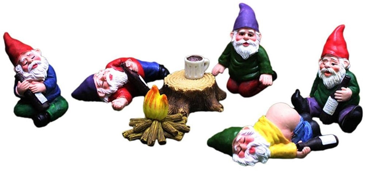 Dailygoods- Tuinkabouter Drunken Dwarf - Tuinbeelden voor buiten - Miniatuur Tuinkabouter - Hars Standbeeld - Decoratie voor Bloempotten - Micro Landschap Decor - Dwergbeeld