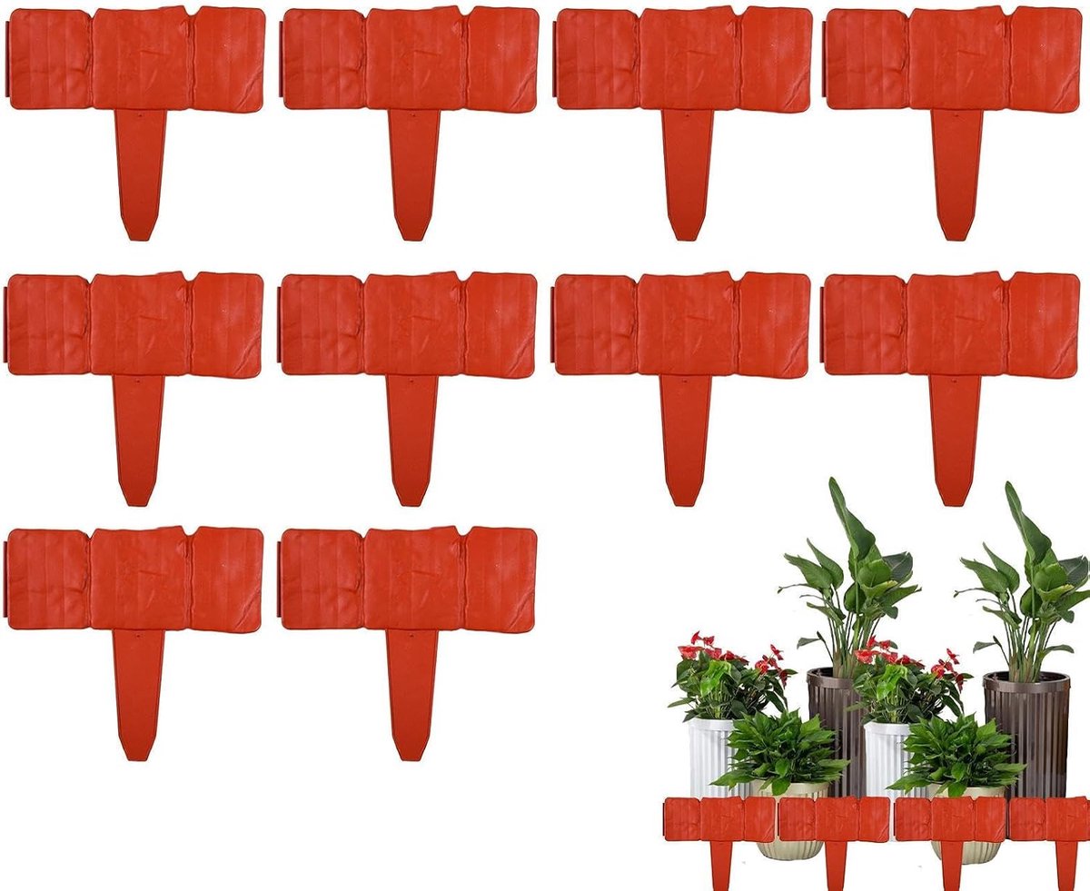 Stenen borderrand - Decoratieve panelen - Tuin organiseren - Graafvrije installatie - 10-Delige set - Grijs