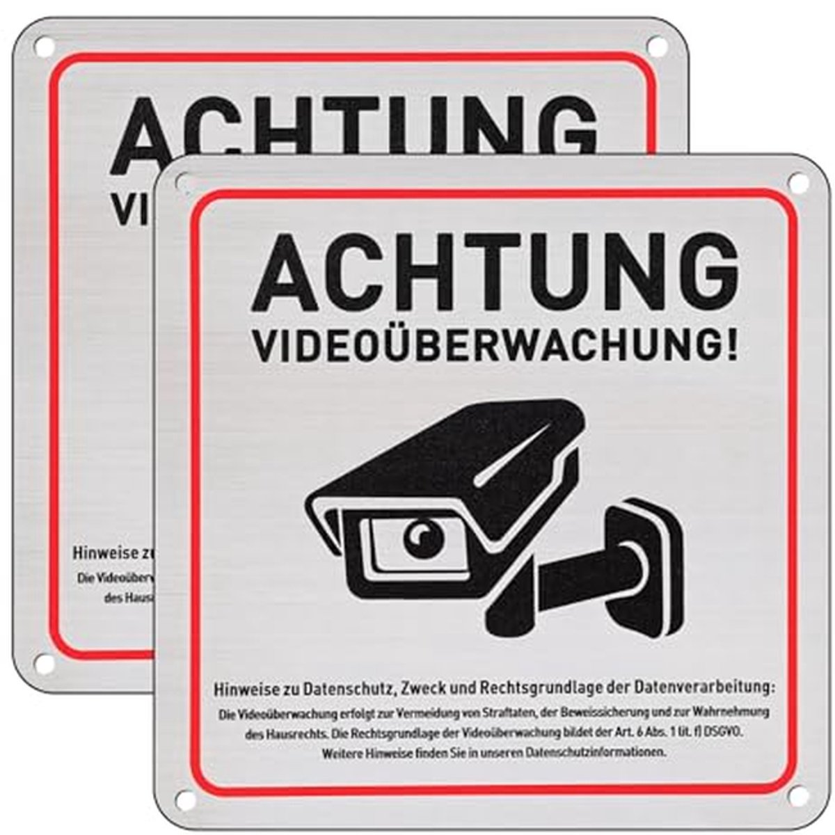 Waarschuwingsbord - Bewaking Sticker - Beveiliging Grondstuk - Weerbestendig Aluminium - 15x15 cm - Rood Zwart