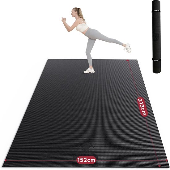 XXL Sportmat - Fitness mat - Thuis sporten - Dubbelzijdig antislip - 213x152cm - Grijs — afbeelding 2