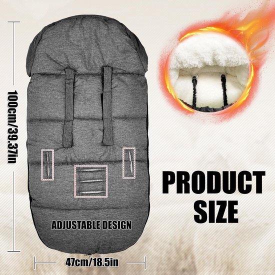 Dailygoods- Voetenzak Winter - Universele Voetenzak - Extra Grote Stroller Footmuff - Dubbel Gelaagd - Ademend - Waterdichte Stof - 100 cm x 50 cm - Kinderwagenzak van Dailygoods — afbeelding 5