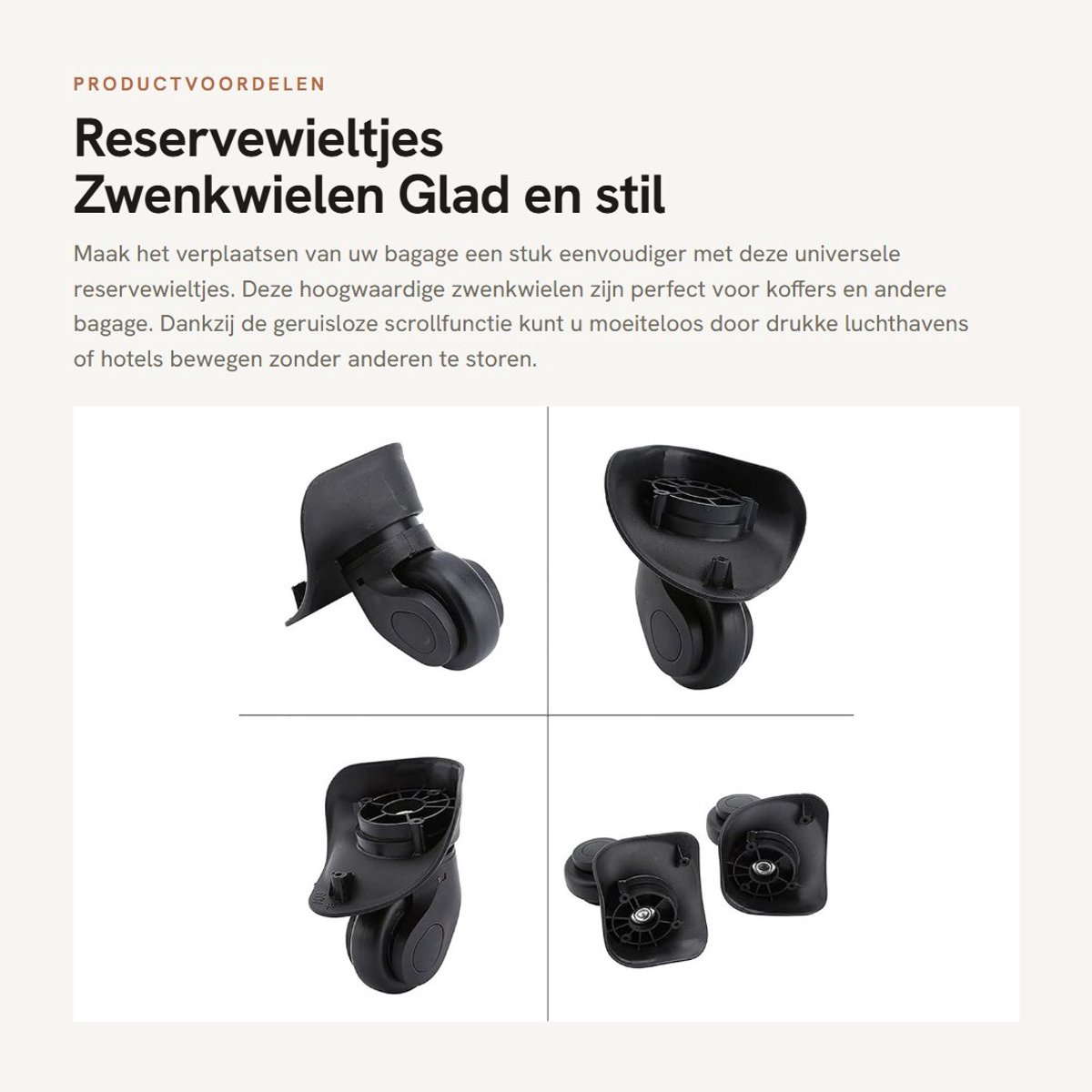 Dailygoods- Bagagewielen Universele Reservewieltjes - 2 Stuks - Zwenkwielen met Dubbele Rollagers - Stil en Geruisloos - Sterk Draagvermogen - Eenvoudig te Installeren - Trolleywielen