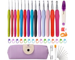 Dailygoods - RealPlus Haaknaald Set (3-Paars (47-delig))